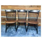 Three Painted Wood Spindle-Back Chairs