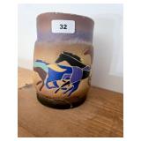 Handcrafted Clay Vase with Horse Motif