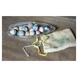 Decorated Marbles with Glass Dish
