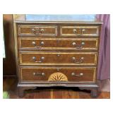 Wooden Chest of Drawers with Inlaid Sunburst Detai