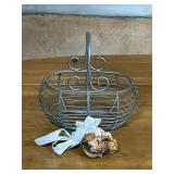 Metal Wire Basket With Curled Handle