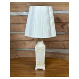 Ivory Ceramic Table Lamp with Pleated Shade