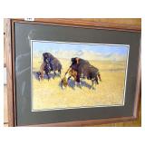 Framed Buffalo Print with Wood Frame