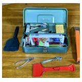 Metal Toolbox with Tools and Art Supplies