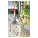 Gardening Tools with Rakes and Spades