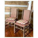 Rustic Wood Side Chairs with Red Upholstery