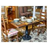 Wooden Dining Table with Pedestal Base and Chairs