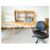Wood Desk with Hutch and Rolling Office Chair