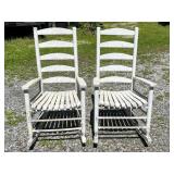 White Wooden Ladder-Back Rocking Chairs