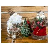 Holiday Decor Set with Ceramic Tree and Santas