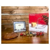 Holiday Decor, Cheese Plate, Train Set, and Peg Ga