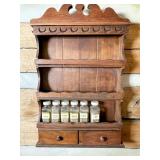 Wooden Wall-Mounted Spice Rack with Drawers