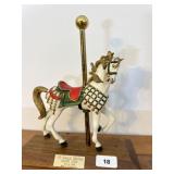 Painted Carousel Horse Figurine on Brass Pole