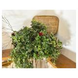 Wicker Picnic Basket with Ivey Decoration