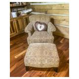 Upholstered Armchair and Ottoman Set with Patterne