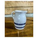 Roseville USA Stoneware Blue Stripe Pitcher