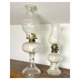 Glass Oil Lamps with Etched Shade