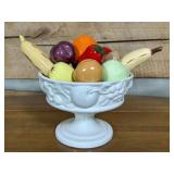 Ceramic Fruit Bowl, Lamps, Plate, and Brass Hardwa