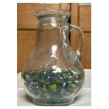 Clear Glass Pitcher With Colorful Marbles