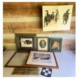 Framed Horse and Portrait Artwork