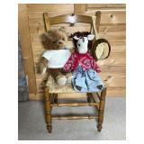 Ladder-Back Wooden Chair with Woven Rush Seat