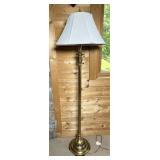 Brass Floor Lamp with White Fabric Shade