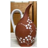 Undlï¿½s Denmark Terracotta Pitcher with White Decor