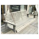 Wooden Slatted Porch Swing with Chains