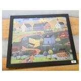 Framed Folk Art Landscape by Menard, 1992