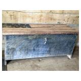 Wooden Storage Chest With American Flag Lid
