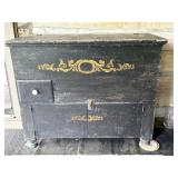 Painted Wooden Storage Chest on Casters