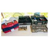 Fishing Tackle Boxes with Assorted Gear and Lures