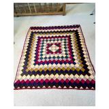 Handmade Patchwork Quilt with Diamond Pattern