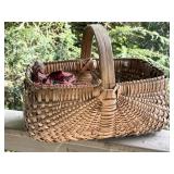 Handwoven Rectangular Wicker Basket with Handle