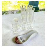 Crystal Stemware and Ceramic Spoon Rest