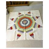 Handmade Starburst Pattern Quilted Blanket