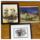 Three Framed Prints: Cowboy and Genre Scenes