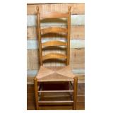 Wood Ladder-Back Chair with Rush Seat
