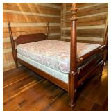 Four-Poster Wooden Bed Frame with Turned Posts
