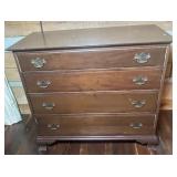 Four-Drawer Wooden Chest with Brass Hardware