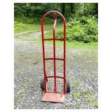Red Steel Hand Truck with Pneumatic Tires