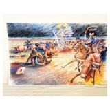 Colorful Western Scene Print Signed by Artist