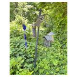 Metal Bird Feeder Stand with Attached Feeders