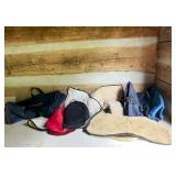 Equestrian Gear Including Helmet, Pads, and Bags