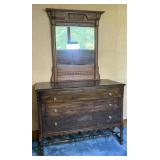 Wood Dresser with Attached Mirror