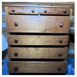 Wooden Four-Drawer Chest with Turned Knobs
