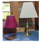 Decorative Brass Lamp and Wooden Base Lamp