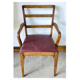 Oak Armchair with Ladder Back and Vinyl Seat