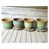 Four Ceramic Planters with Saucers