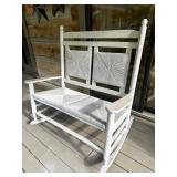 Wood and Woven Seat Rocking Bench